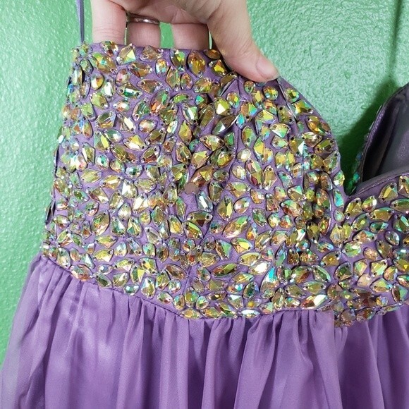 Eureka Women's Beaded Chiffon Mini Strapless Mini Evening Dress Size XS - Picture 11 of 11